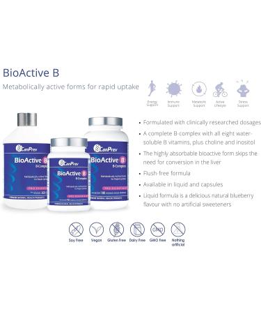 CanPrev BioActive B - B-Complex | 180 Vegetarian Capsules (Green capsules) | CanPrev Premium Natural Health Products 180 count (Pack of 1) - Buy Online on GoSupps.com