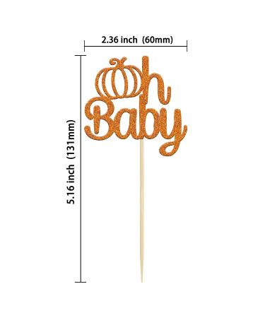 Gyufise 24Pcs Pumpkin Oh Baby Cupcake Toppers - Orange Glitter Fall Theme Picks for Baby Shower, Birthday, Thanksgiving, Halloween Parties - Buy Online on GoSupps.com