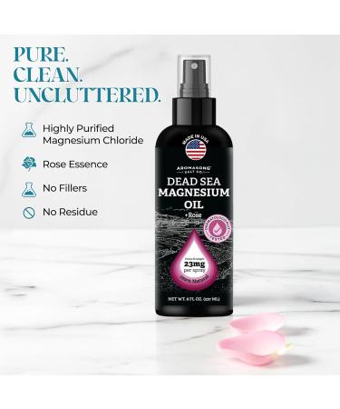 Aromasong Pure Magnesium Oil Spray Rose Scent Topical Magnesium for Feet & Legs Extra Strength Magnesium Oil (23mg in Each Spritz) Made in USA Clean & Natural Formula 8 oz - Buy Online on GoSupps.com