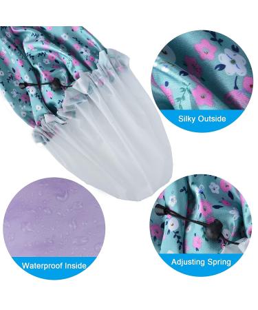 Luvruitaky 2PCS Large Reusable Waterproof Satin Shower Cap for Women | X-Large Size with PEVA Drawstring Elastic Band - Perfect for Long Hair - Buy Online on GoSupps.com