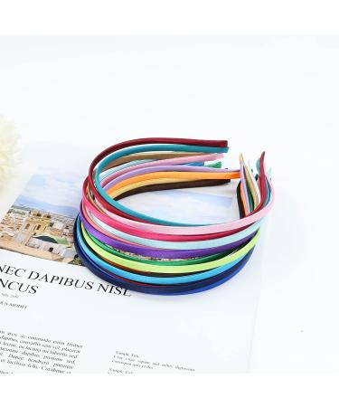 20 Pieces Colorful Fabric Overlay Slim Metal Headbands - Elastic Hair Ropes & DIY Tiara Accessories for Women - Buy Online on GoSupps.com