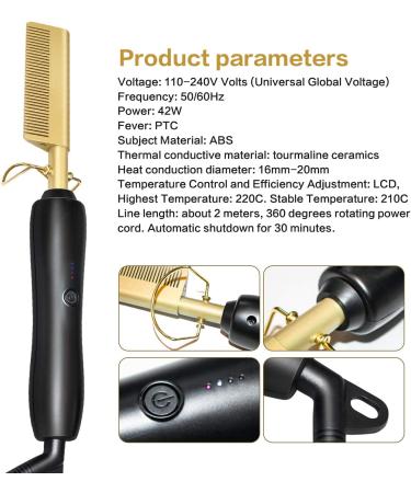 Hair Smoothing Brush - Ion Technology & Ceramic Coating for Wet/Dry Hair | Black Gold - Buy Online on GoSupps.com