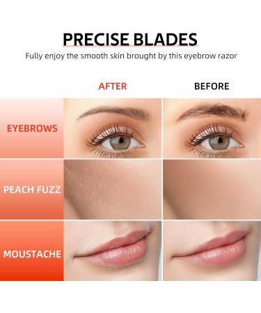 Findigit Eyebrow Razor & Dermaplaning Tool with 6 Refill Blades - Gold Facial Razor for Women & Peach Foot Removal - Ideal for Hair Removal & Peeling - Buy Online on GoSupps.com