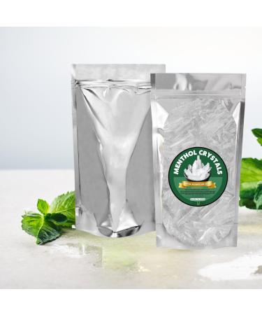 1LB Menthol Crystal Mentha Arvensis Pure Natural in Resealable Bag USP Food Grade - Great for Cosmetics Salves Balms and in Many Aromatherapy Applications. (1 LB) 1 Pound