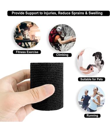 Self Adhesive Bandage Wrap 3 Inch x 5 Yards - 12 Pack, Black - Breathable Cohesive Tape for Sprains & Swelling - Buy Online on GoSupps.com