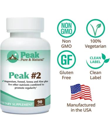 Peak #2 Natural Bowel Movement Supplement - Digestive Support and Motility Supplement with Magnesium Fennel Senna Aloe and More - Promotes Regularity and Gentle Elimination (90 Capsules) - Buy Online on GoSupps.com