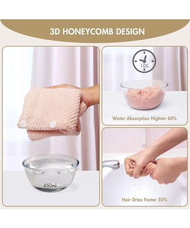 CHOOBY 3+1 Pack Microfiber Hair Towel Wrap - Quick Dry, Super Absorbent, Anti Frizz - For Women, Girls, and Families with Curly, Long, or Thick Hair - Choose Pink, Purple, or Gray Design - Buy Online on GoSupps.com