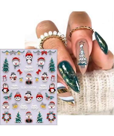 3D Christmas Nail Stickers 6 Sheets 5D Self-Adhesive Embossed Nail Decal Gnome Snowflake Nail Art Decoration Design Supplies - Buy Online on GoSupps.com