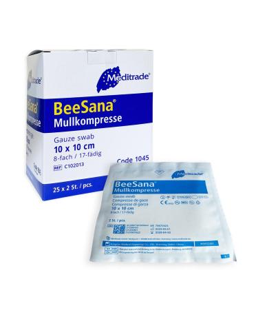 Sterile compresses 10x10 cm 50 pieces - bandage material mull compresses 10x10 cm sterile 8 layers - wound insulation not adhesive - wound compresses for wound care blood tort and secretion 10 x 10 cm