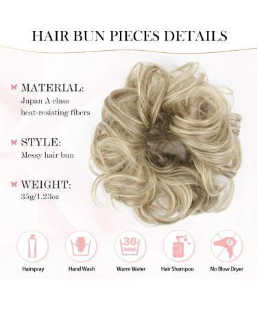 Vlasy Curly Wavy Messy Bun Hair Piece 35g 18/22# - Synthetic Chignon Scrunchies Extensions for Women - Updo Hair Accessories for Girls - Buy Online on GoSupps.com