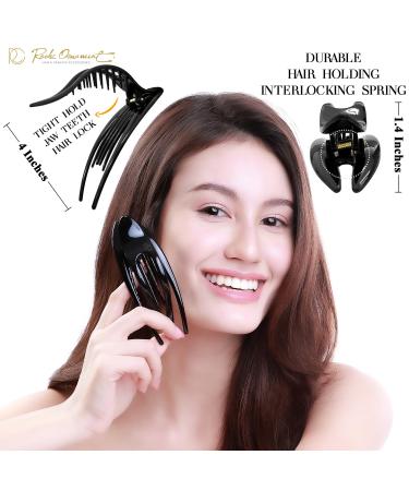 RC Roche 6-Pack French Curved Hair Clips - High-Quality Solid Hold for Women & Girls - Large Black Hair Clamps - Buy Online on GoSupps.com