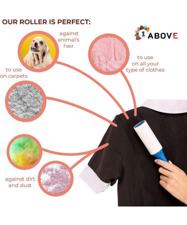 1ABOVE Lint Roller with 5 Sticky Replacement Heads - Removes Animal Fur, Dust, and Fluff - 300 Easy Peel Sheets - for Clothes, Furniture, Carpet - Buy Online on GoSupps.com
