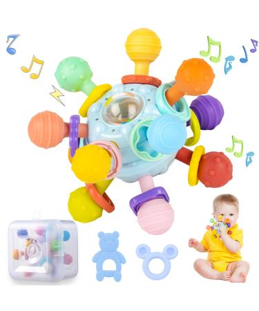 Baby biting toys - Montessori Baby toy from 3 months - you get two free bite rings - educational educational toys for toddlers (blue) - Buy Online on GoSupps.com