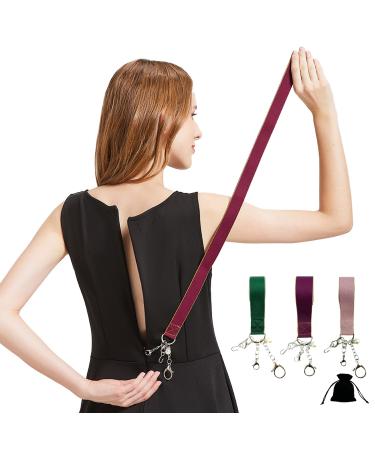Zipper Helper Pull for Dresses - with 3 Different Types of Hooks - Dress Zipper Pull Helper - Zipper Puller Helper for Boots - Zipper Helper Pull for Dresses with Invisible Zippers - FYOURH Pink