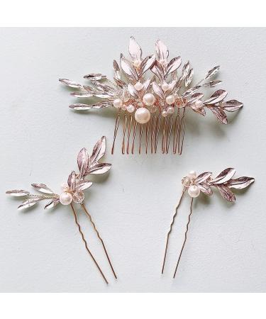 Bridal Hair Comb with Vintage Retro Style: Elegant Leaf Hair Side Comb plus 2 Hair Pins Ideal for Women and Girls on Weddings Parties and Special Occasions - Buy Online on GoSupps.com