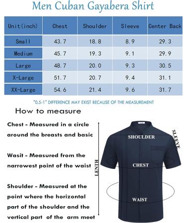 COOFANDY Men's Cuban Guayabera Shirt - Navy Blue, X-Large - Buy Online on GoSupps.com