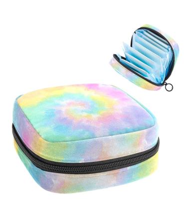 Swirl tie-dye sanitary-napkins-storage bag feminine menstrual cups breastfeeding pillow holder tampon bag portable period bag for women teenagers girls 1 piece of multi-colored 5