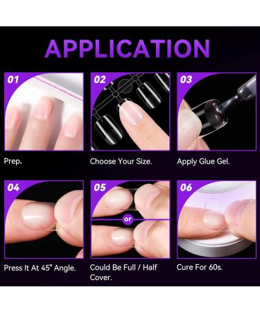 Gelike XS Square Short False Nail Tips Set - 240PCS Full Cover Soft Gel Nails, 12 Sizes for Nail Art - Gluing PMMA Pre-Buffed Artificial Nails - Buy Online on GoSupps.com