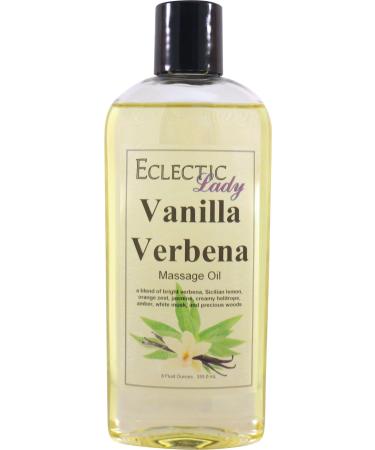 Vanilla Verbena Massage Oil 8 oz With Sweet Almond Oil and Jojoba Oil Preservative Free Perfect for Aromatherapy and Relaxation 8 Ounce