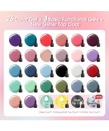 ROSALIND 30PCS Gel Nail Polish Set - Long Lasting DIY Manicure with Base & Top Coat Multicolored Glitter & Matte Options - Perfect Gift for Nail Art Enthusiasts - Buy Online on GoSupps.com
