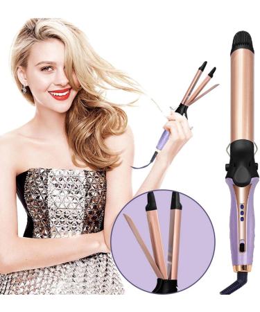 2-in-1 Curling Wand & Hair Straightener - Automatic Rotating Ceramic Ionic Hair Styling Tool for All Hair Types - Multi-functional Curler in Purple - Buy Online on GoSupps.com