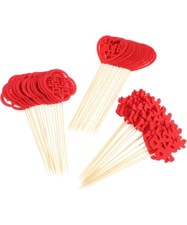LUOZZY 90Pcs Wedding Cupcake Picks Double Happiness Cake Toppers Wedding Valentine Cake Decoration - Buy Online on GoSupps.com
