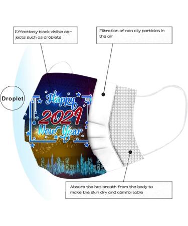 10PCS Disposable Face_Mask 2021 Happy New Year Printed Face_Masks 3 Layer Disposable Face_Masks with Nose Clip and Ear Loops 2021 Happy New Year Funny Cover_Mask - Buy Online on GoSupps.com