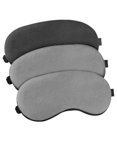 Sleep Eye Mask 3 Pack Breathable Mesh Fabric Silk Blocks Out Light Lightweight Gentle Materials Sleep Mask Headache Mask Adjustable Fits Men and Women (Black Gray Gray)