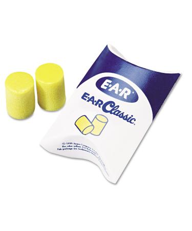 3M 3101001 Ear Classic Earplugs  Pillow Paks  Uncorded  PVC Foam  Yellow  200 Pairs
