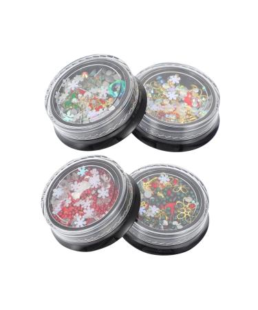 Mikinona 4 Boxes Nail Art Accessories Nail Diamonds Beads Christmas Stocking Suffers Diy Nail Art Decoration Christmas Nail Rhinestones Gems on Nails Nail Crystals Gems Alloy 3d Metal