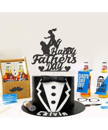 G-LOVELY'S Happy Fathers Day Cake Topper Glitter Black Father's Day Party Cake Decoration for Dad Personalised Father and Daughter Themed Party Favor Supplies - Buy Online on GoSupps.com