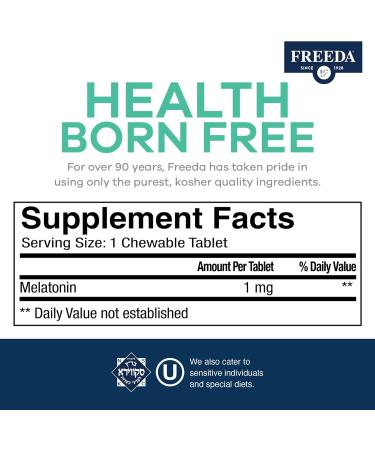 FREEDA Melatonin 1 mg Sugar-Free Chewable Tablets Natural Fruit Flavor Sleep Aid for Adults and Kids Ages 3 and Up Non-Habit Forming Vegan Gluten-Free Kosher Made in USA (180 Count) 180 Count (Pack of 1) - Buy Online on GoSupps.com