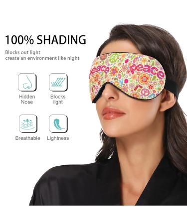Seamless Colorful Hippie Peace Love Flowers on Beige Eye Masks Cover Blocks Light Sleep Mask Shade Cover Blindfold Eyeshade Cover with Adjustable Head Strap for Men Women Kids 8.5x6x0.4 Inch Multi 13 - Buy Online on GoSupps.com