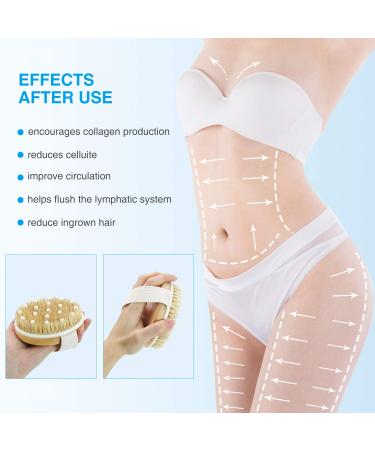 Round Dry Brushing Body Brush for Cellulite, Lymphatic Drainage & Circulation | Soft Massage Nodes for Exfoliation - Buy Online on GoSupps.com