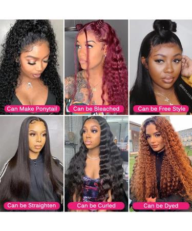 Water Wave 13x4 HD Transparent Lace Front Human Hair Wig 22 Inch Natural Black Color - Brazilian Virgin Hair, Pre Plucked with Baby Hair - 180% Density for Women - Buy Online on GoSupps.com