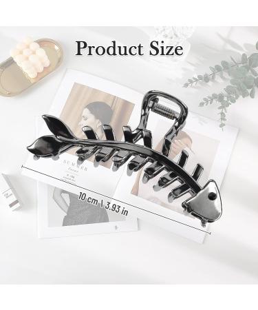 2 Pcs Large Fish Bone Hair Clips - Non-slip Metal Hair Claw Clips in Black and Gold for Thick or Thin Hair - Geometric French Hair Grip Accessories for Women - Buy Online on GoSupps.com