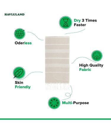 HAVLULAND Sale Pack of 2 Turkish Beach Towels - 100% Cotton, Super Absorbent, Quick-Dry, Sand Free - Oversized 71x39 Lightweight Blanket - Soft Bath Towel for Travel - Beige - Buy Online on GoSupps.com