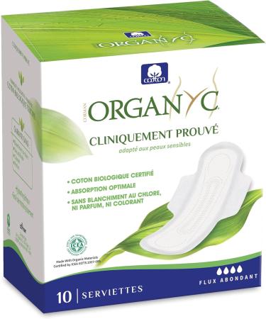 Organyc Night Pads with Wings - 100% Organic Cotton | 40 Pieces | Daily Hygiene Table Packs (4 x 10) - Eco-Friendly & Comfortable - Buy Online on GoSupps.com