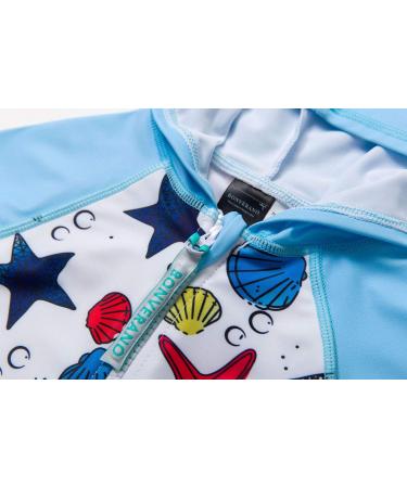BONVERANO Baby Boys Swimsuit UPF 50+ Toddler Bathing Suit | Blue Star Full-Zip Hoodie One Piece Swimwear | 3-6 Months - Buy Online on GoSupps.com