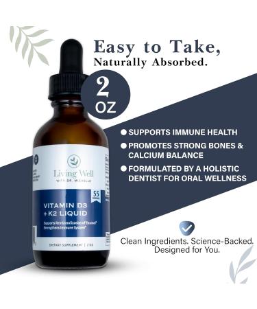 Liquid Vitamin D3 2000 IU with K2 + K1 Immune & Bone Support Supplement Dentist-Developed for Strong Teeth Bones & Calcium Absorption Non-GMO Gluten-Free Soy-Free Pleasant Tasting 2 oz - Buy Online on GoSupps.com