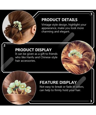 LALAFINA 2Pcs Vintage Jade Flower Hairpins - Chinese Traditional Hair Stick for Hanfu Headwear - Green - Buy Online on GoSupps.com