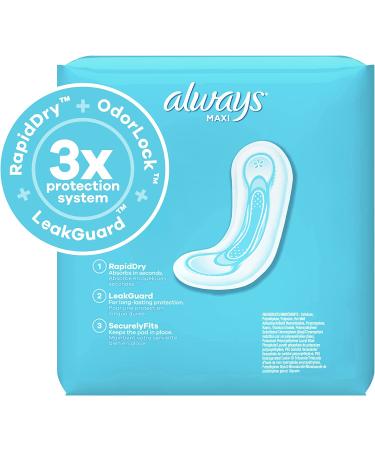 Always Maxi Feminine Pads Size 1 Regular Absorbency 48 Count Pack - Unscented - Buy Online on GoSupps.com