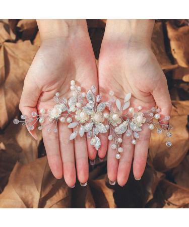 Edary Bride Flower Wedding Hair Vine Leaf Bridal Hair Piece Crystal Hair Accessories for Women and Girls - Buy Online on GoSupps.com