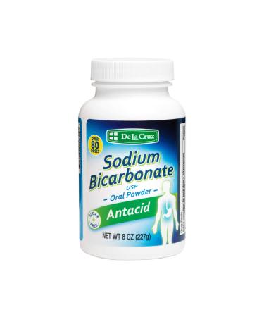 De La Cruz Pure Sodium Bicarbonate - USP Grade Bicarbonate of Soda – 100% Pure Baking Soda – Aluminum Free Antacid Powder for Heartburn & Indigestion - Packed in USA, 8 OZ. 8 Ounce (Pack of 1)