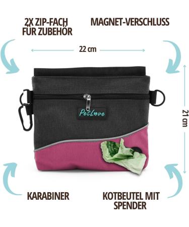 PetLove Treat Bag for Dogs - Pink Food Bag with Magnetic Closure & Poop Bag Dispenser | Stylish Bum Bag for Pet Owners - Buy Online on GoSupps.com