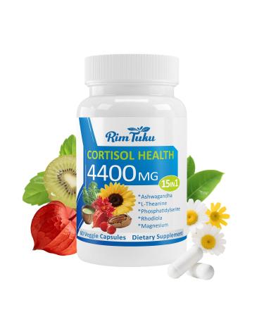 Cortisol Supplements for Women & Men -15-in-1 Cortisol Detox for Women Cortisol Manager & Reducer with Ashwagandha Rhodiola Rosea Supports Stress Relief Adrenal Balance 60 Capsules 60 Count (Pack of 1)