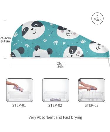Super Absorbent Panda Heads Hair Towel 2 Pack - Quick Dry Hair Turbans for Women & Girls - Buy Online on GoSupps.com