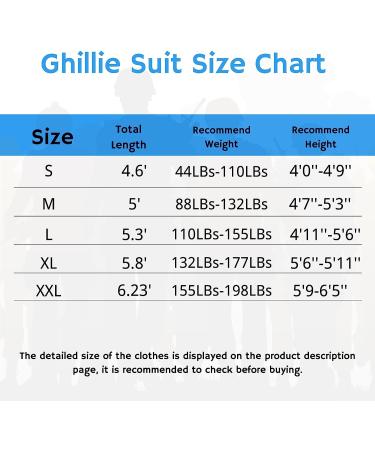 ZORVEM Kids Ghillie Suit 3D Camouflage Hunting Apparel - Sizes S/M/L/XL/XXL - Buy Online on GoSupps.com