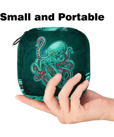 Green Octopus Tie Storage Bag - Portable Menstrual Cup Pocket with Zipper for Teens & Women - Buy Online on GoSupps.com