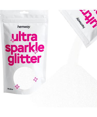 Hemway Ultra Sparkle Glitter White 100g / 0.35oz Multi-Purpose Epoxy Resin Arts & Crafts Cosmetic Safe Body Hair Face Nail Weddings Art Beauty Tumblers Flowers Powder Dust Premium White Iridescent